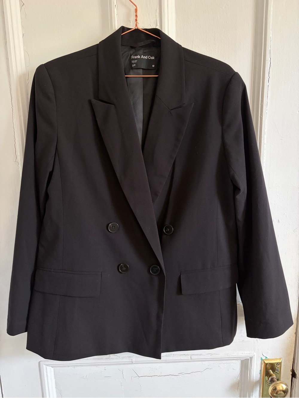 Frank & Oak Black Double-Breasted Blazer